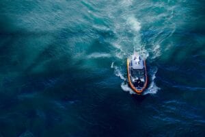 Rescue Boat in the Ocean