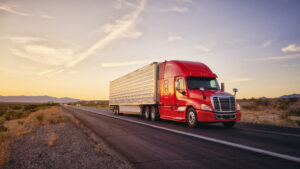 Long Haul Semi Truck On a Rural Western USA Interstate Highway